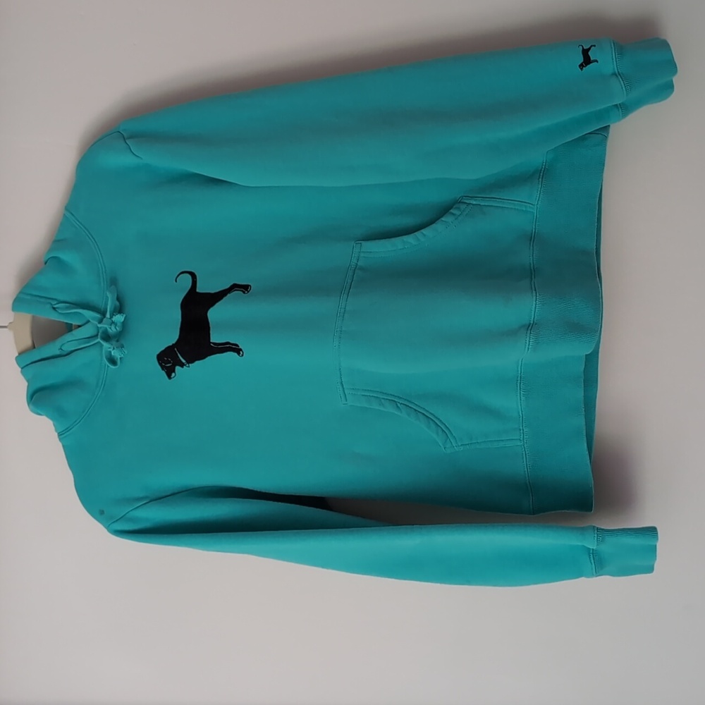 The Black Dog Ladies Classic Hooded Pullover Sweatshirt in Teal Size Small